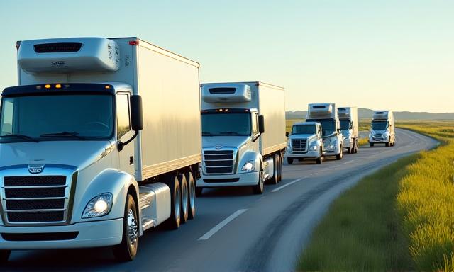 Refrigerated trucking fleet for fresh produce distribution across Midwest routes